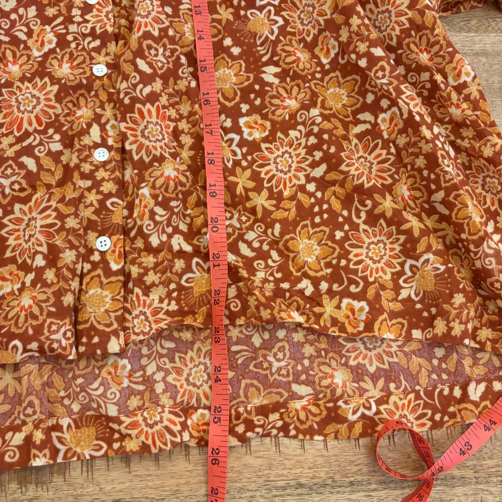 Sundry Rust Floral Button-Front Blouse - Picture 9 of 9